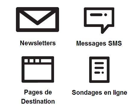 newsletters, messages sms, campagnes emailing